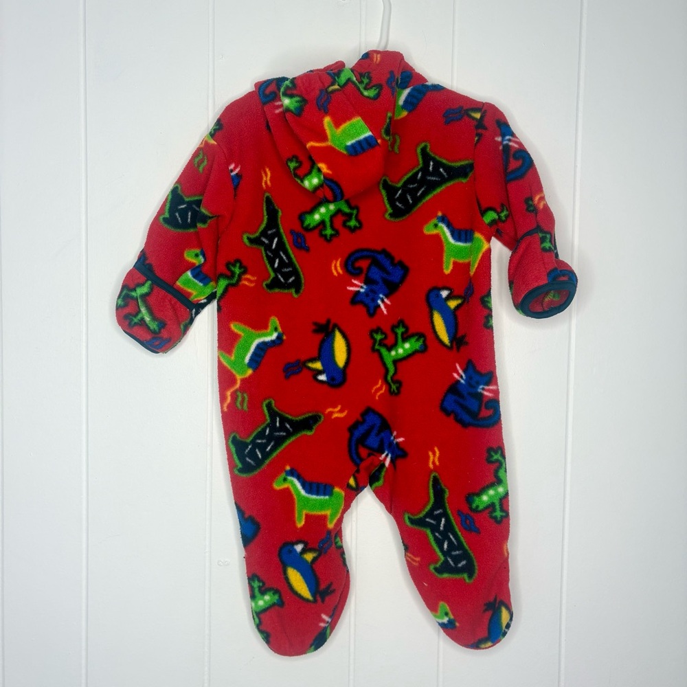 Vintage Columbia Baby Infant Zip Fleece Onesie With Frog/Bird/Cat Print Animals - Picture 4 of 8